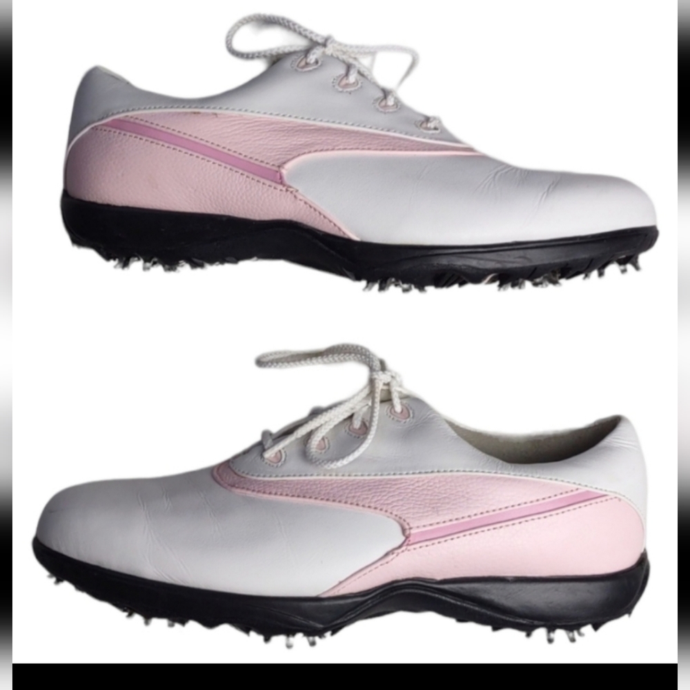 FootJoy White Pink Leather Golf Shoes, Women's Size 7.5